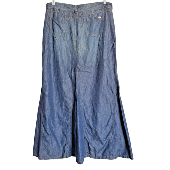 Vintage Y2 Bianchi Sz12 Denim Maki Skirt Boho Western Flowy Flared Spring Summer - Picture 2 of 13